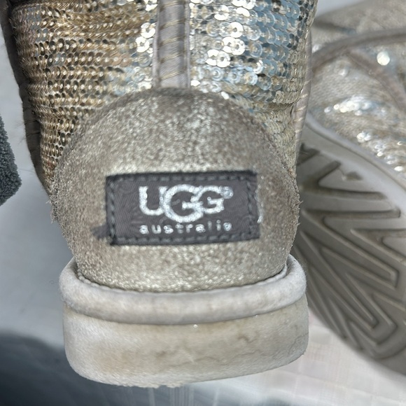 Ugg Classic Short Sequin Gold Glitter Sparkle Boots 3161 - Picture 7 of 10